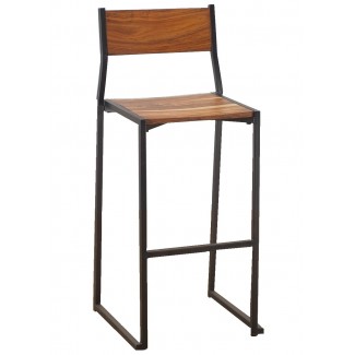 Industrial commercial restaurant barstool with wood seat and back
